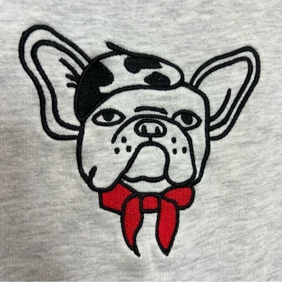 French Connection Heathered Grey Bull Dog Crew Neck Cropped Sweatshirt XS - Picture 5 of 8